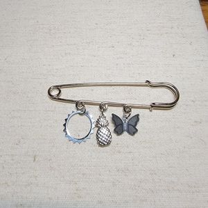 "Tropical Pineapple" Safety Pin Brooch